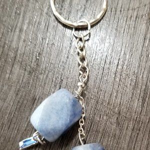 Blue Lace Agate Gemstone Keychain